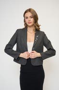 Central Park West Crystal Pins & Chains Cropped Blazer