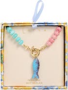 Leith Beaded Fish Pendant Necklace