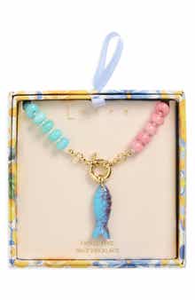 Leith Beaded Fish Pendant Necklace