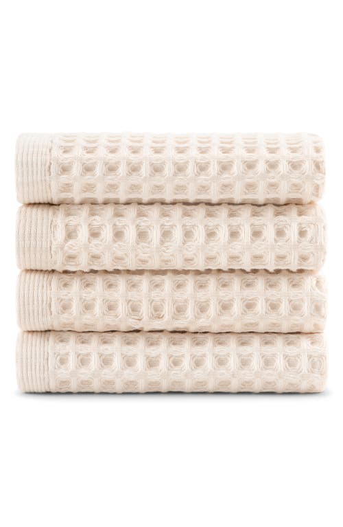 Dkny Pure Set Of 4 Pure Yarn Dyed Cotton Waffle Washcloths In Neutral
