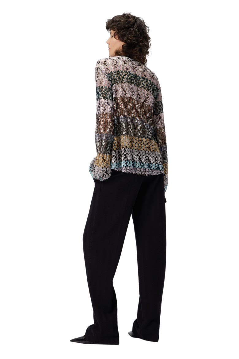 Crew Neck Blouse In Embroidered Lace, Alternate, color, Multicoloured