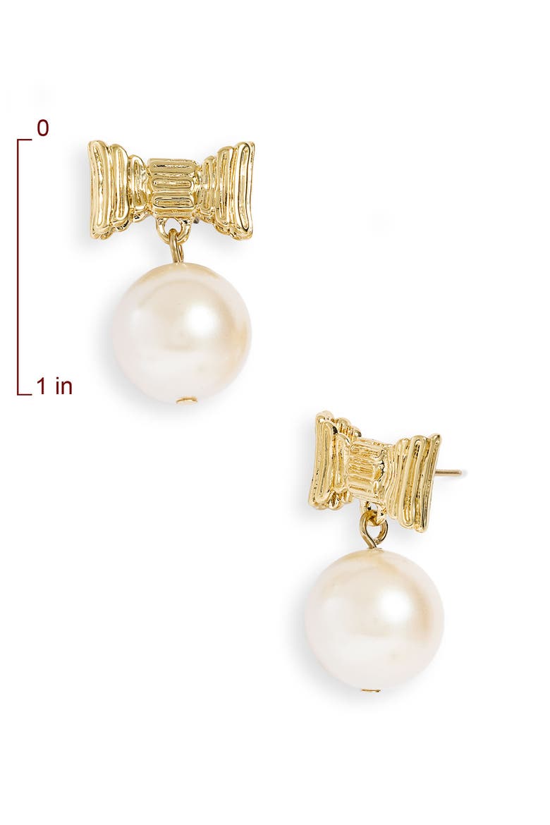 'all wrapped up' glass pearl earrings, Alternate, color, CREAM/ GOLD