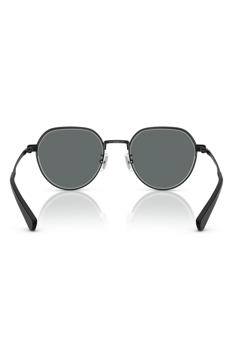 COACH 52mm Polarized Irregular Sunglasses, Alternate, color, Satin Black / Grey Solid Polar