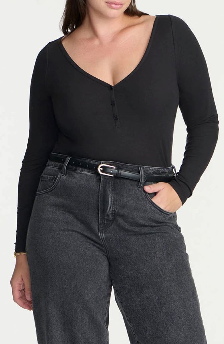 ELOQUII V-Neck Henley, Main, color, 