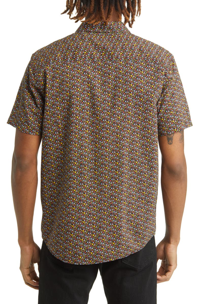 RVCA Micro Garden Floral Short Sleeve Button-Up Shirt, Alternate, color, 