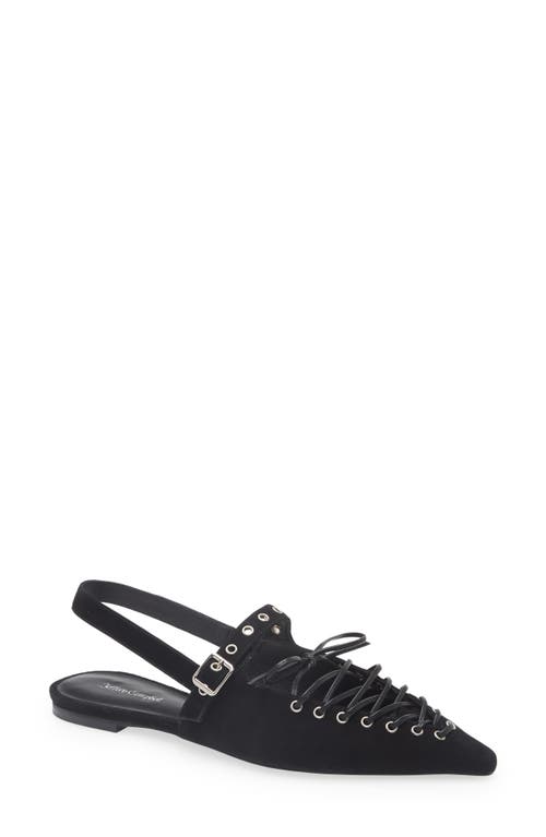 Jeffrey Campbell Geralt Pointed Toe Slingback Flat In Black Suede