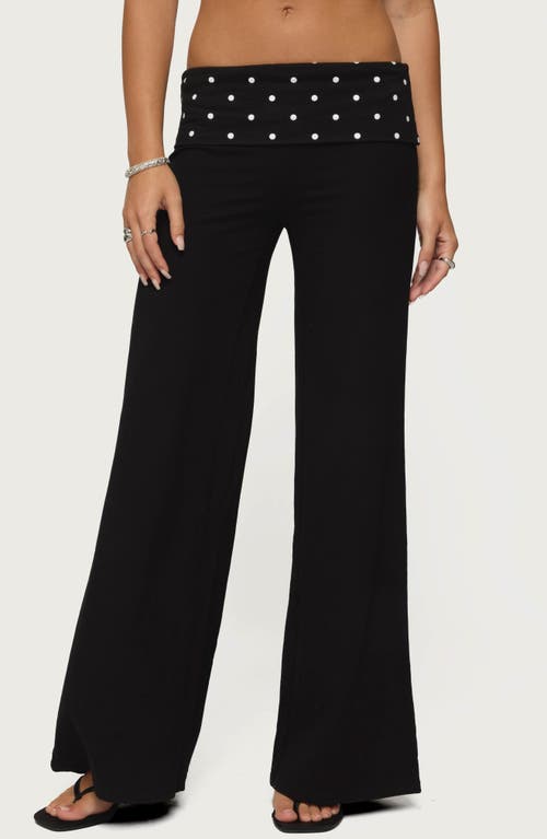 Edikted Reeva Polka Dot Foldover Pants In Black