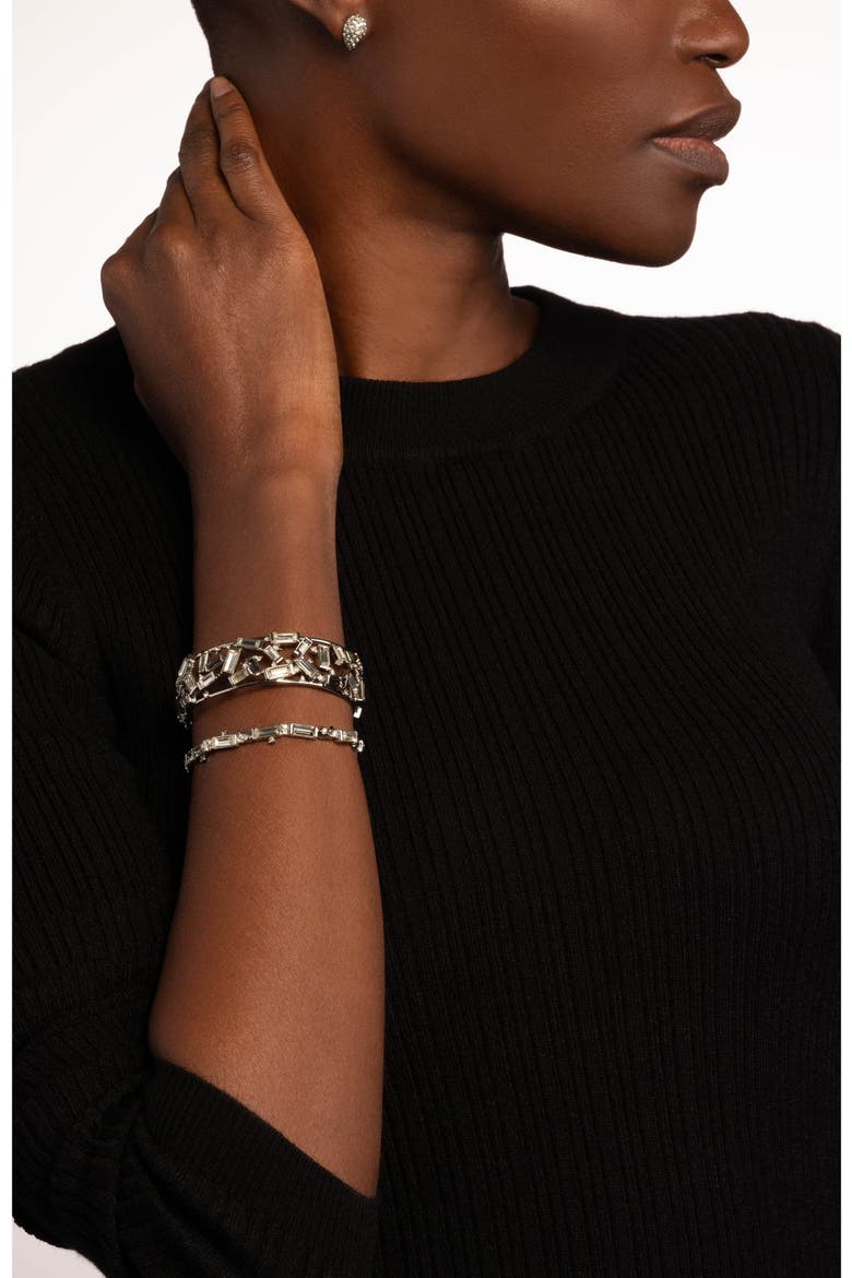 Winter Paisley Scattered Crystal Cuff, Alternate, color, CRYSTAL