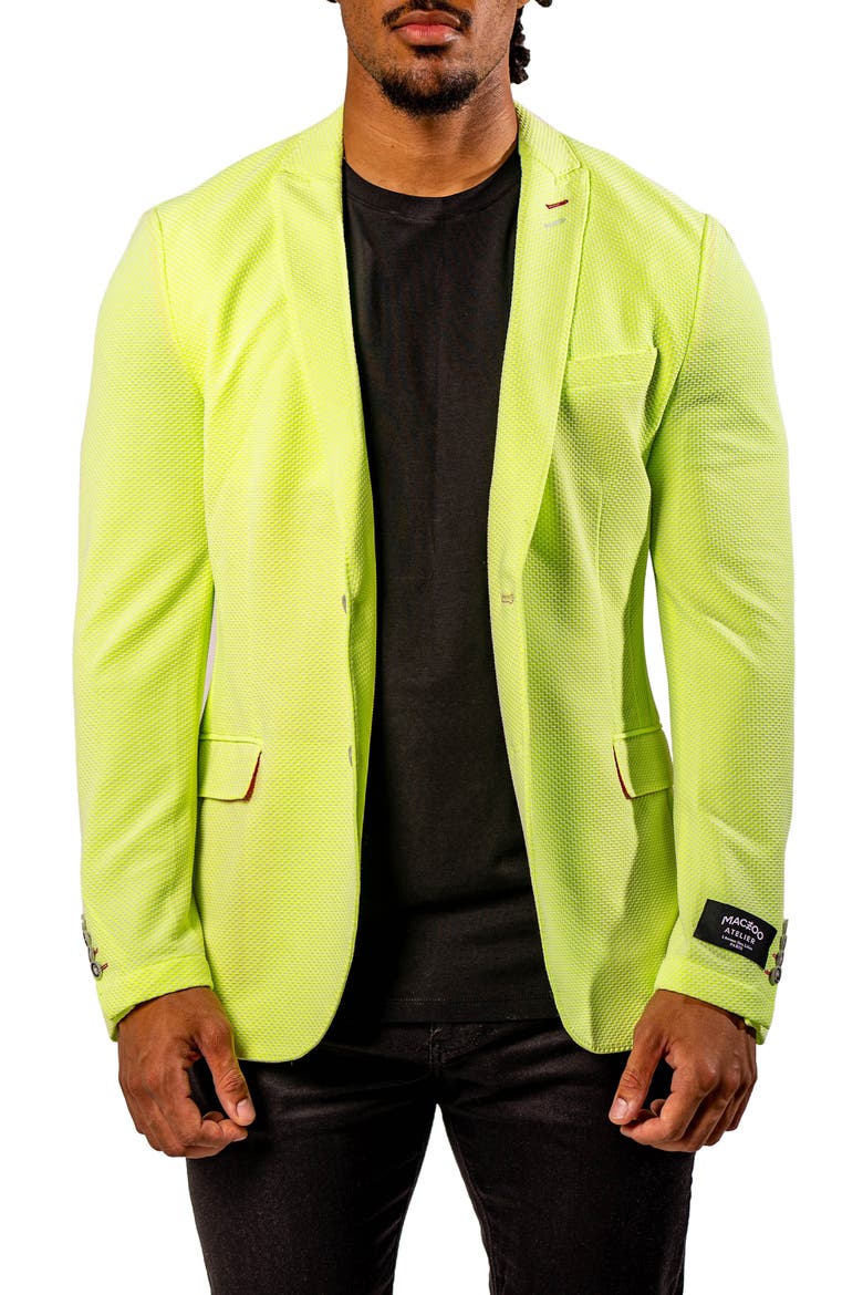 Neon Unconstructed Knit Blazer, Alternate, color, GREEN