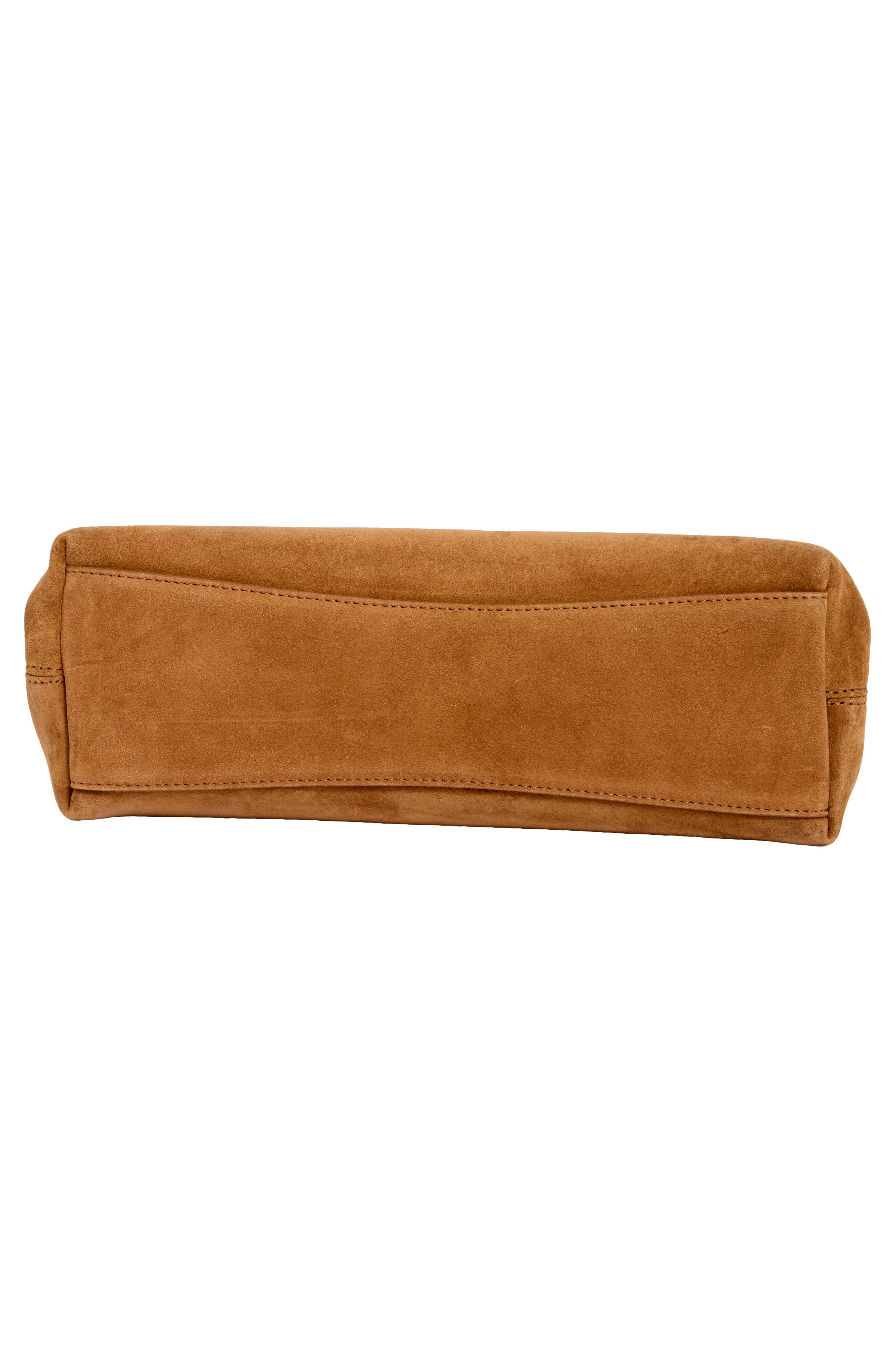 LIFFNER Large Pushlock Suede Clutch, Alternate, color, Saddle Brown
