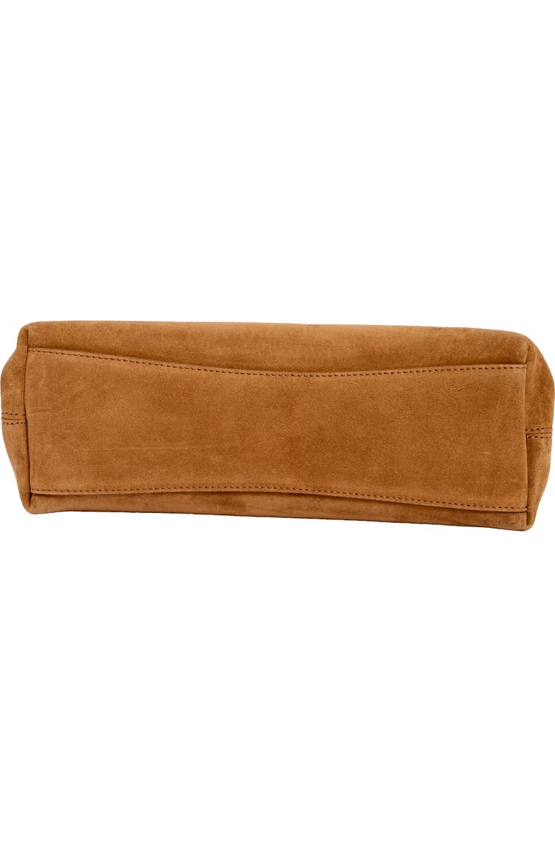 LIFFNER Large Pushlock Suede Clutch, Alternate, color, Saddle Brown