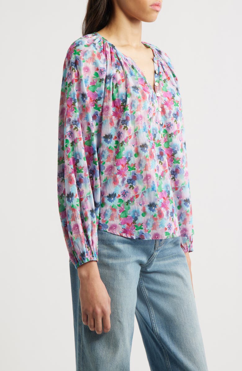 Rails Indi Floral Print Cotton Peasant Top, Alternate, color, Spring Meadow