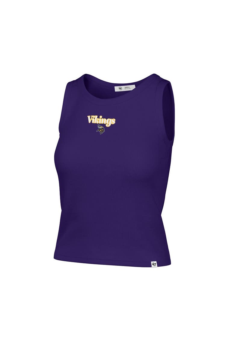 Women's '47  Purple Minnesota Vikings Cropped Straight Cut Ribbed Baby Tank Top, Alternate, color, Purple
