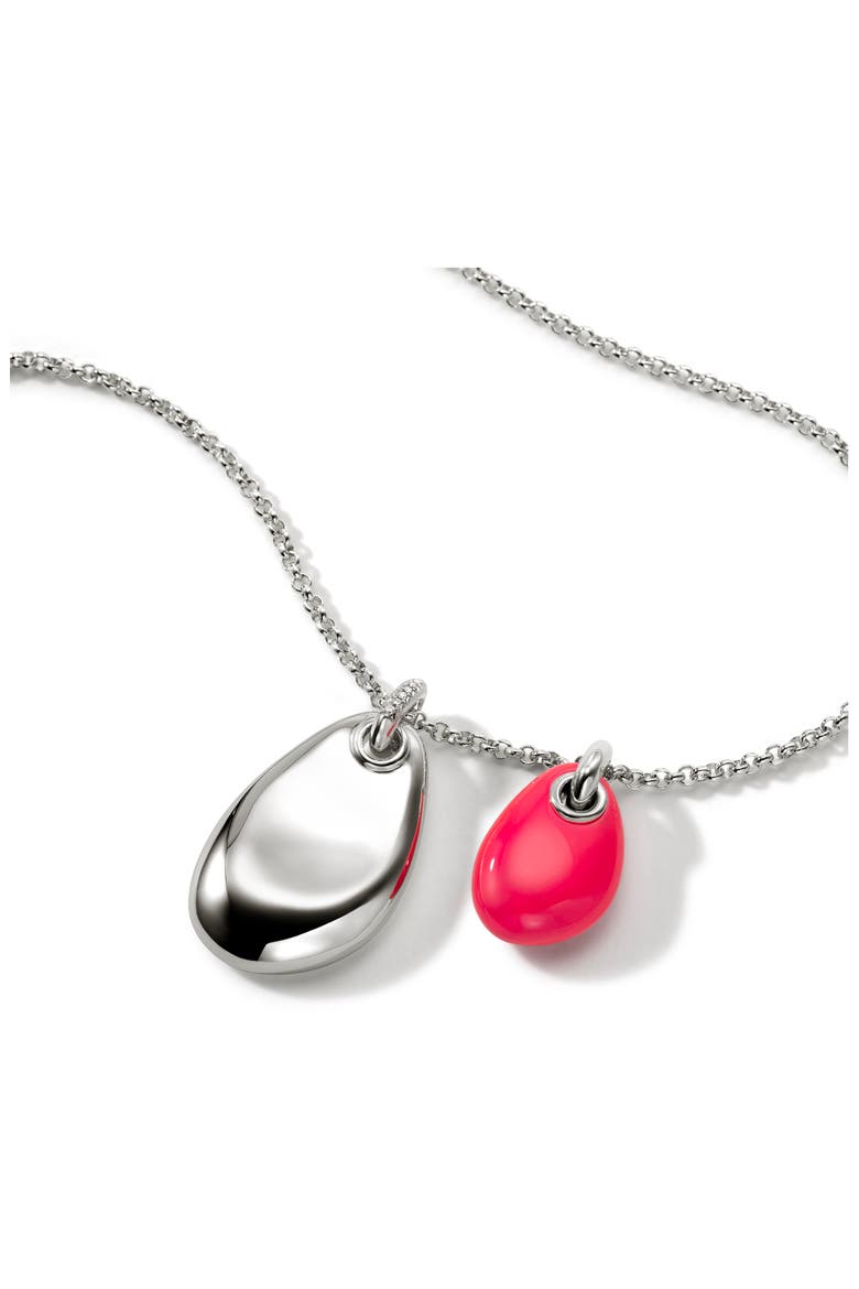 Diamond Bail Enamel Pendant Necklace, Alternate, color, PINK