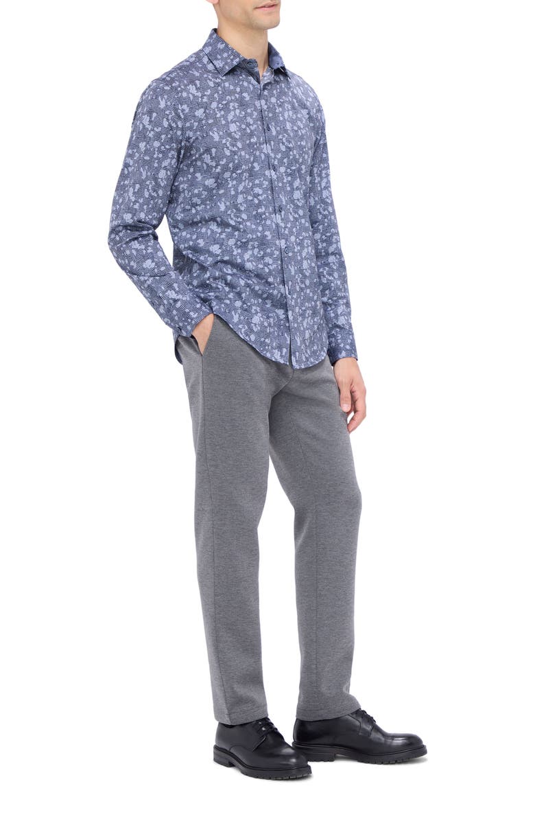 Bugatchi Jimmy OoohCotton<sup>®</sup> Spatter Plaid Button-Up Shirt, Alternate, color, Navy