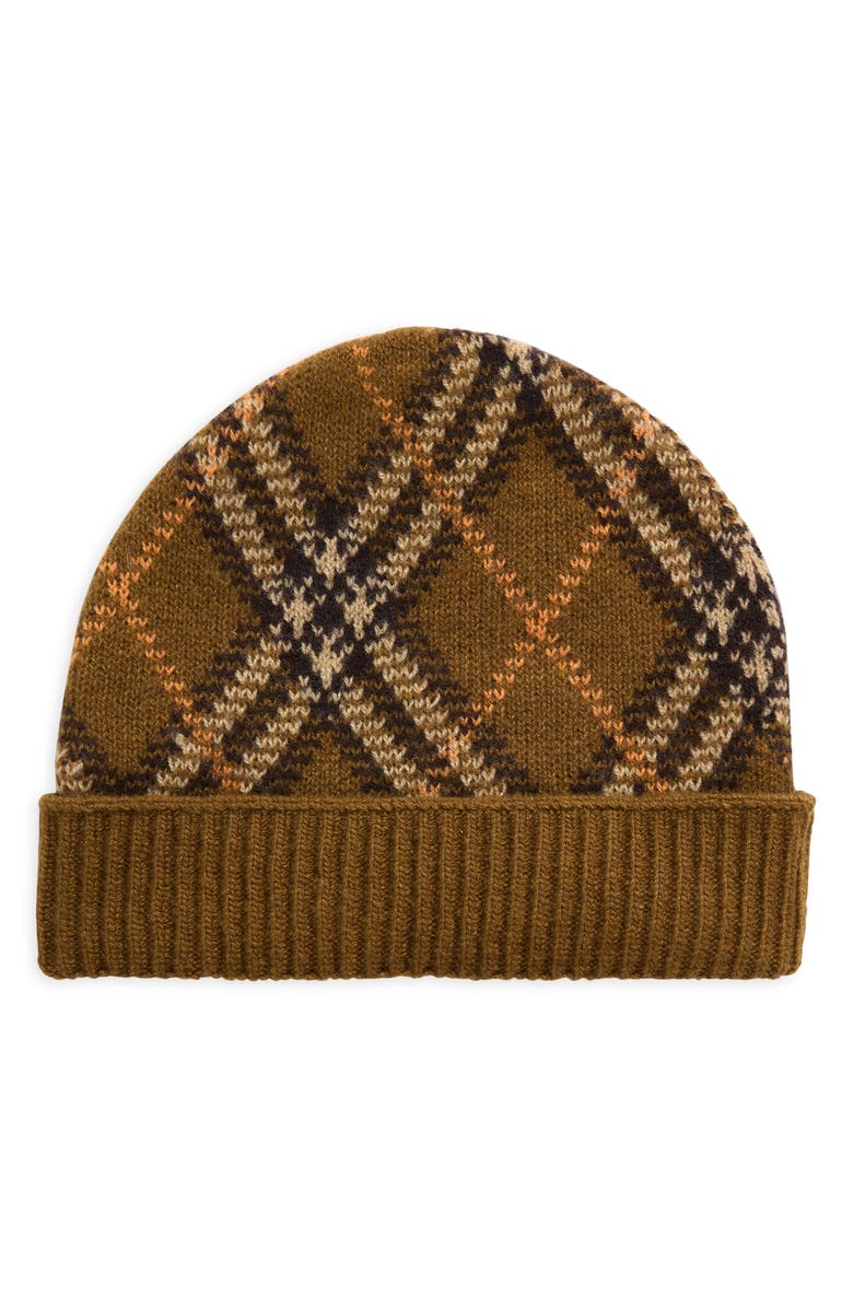 Burberry Check Cashmere Blend Beanie, Main, color, 