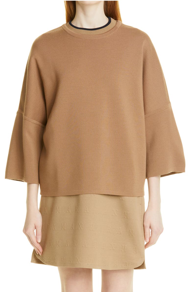Max Mara Boxy Virgin Wool Sweater, Main, color, Cammello