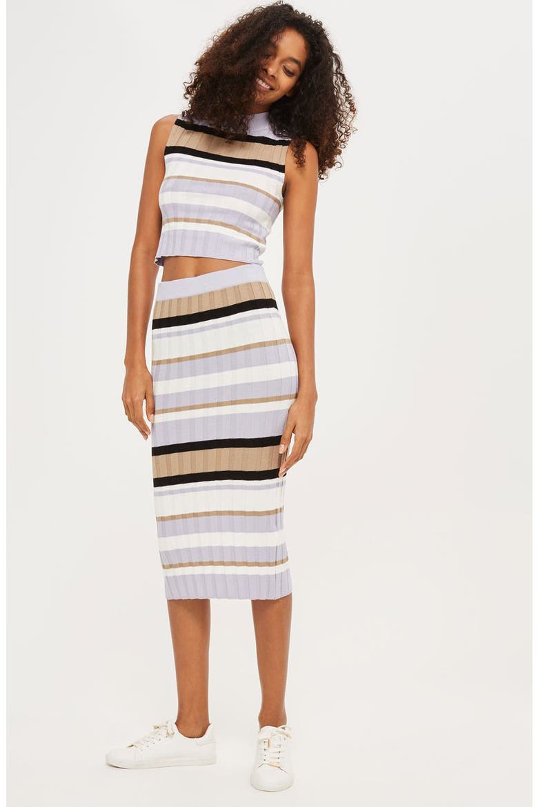 Stripe Knit Midi Skirt, Alternate, color, BLACK MULTI