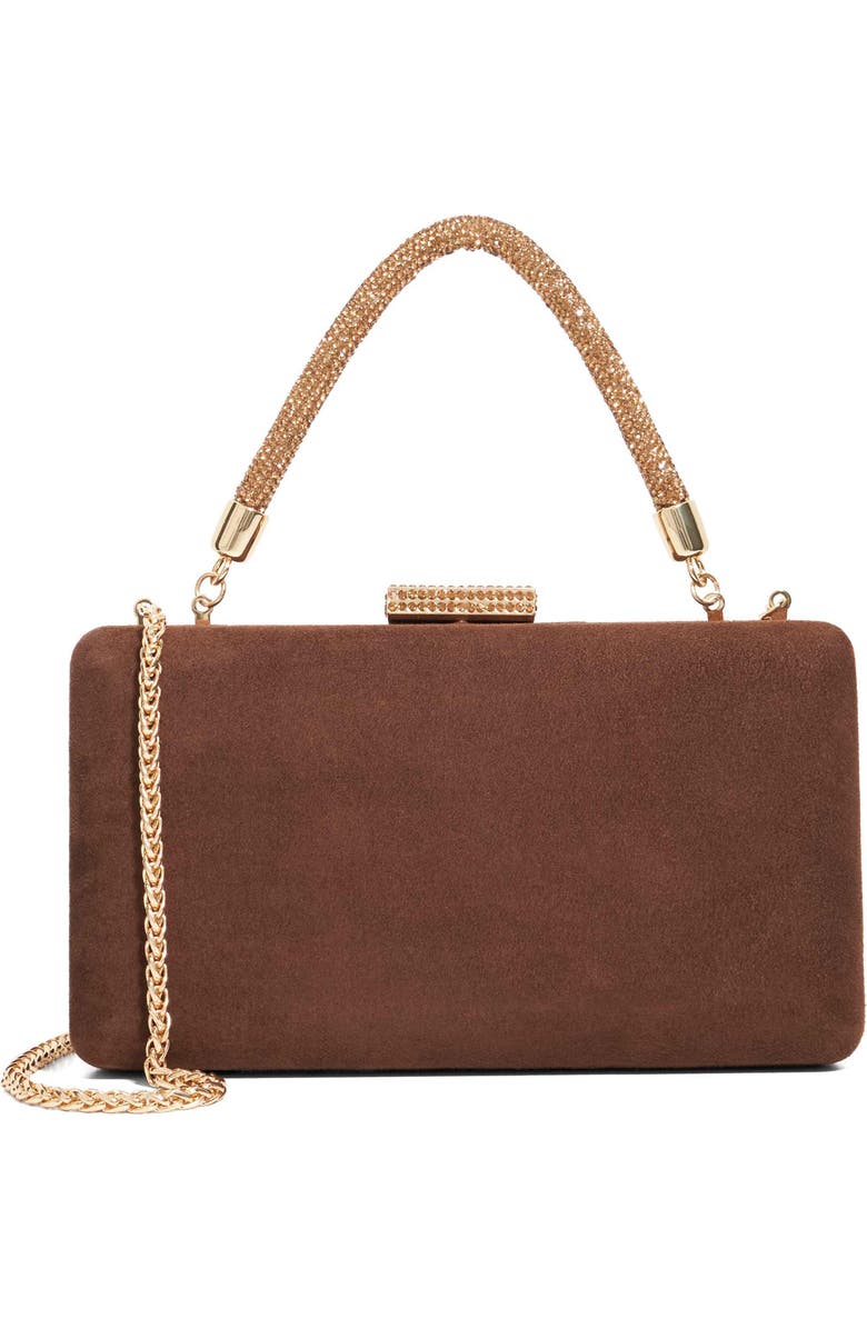 Dune London Beaut Top Handle Frame Clutch, Main, color, Brown