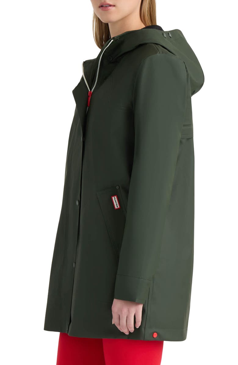 Hunter Acacia Waterproof Rubberized Rain Jacket, Alternate, color, Hunter Green