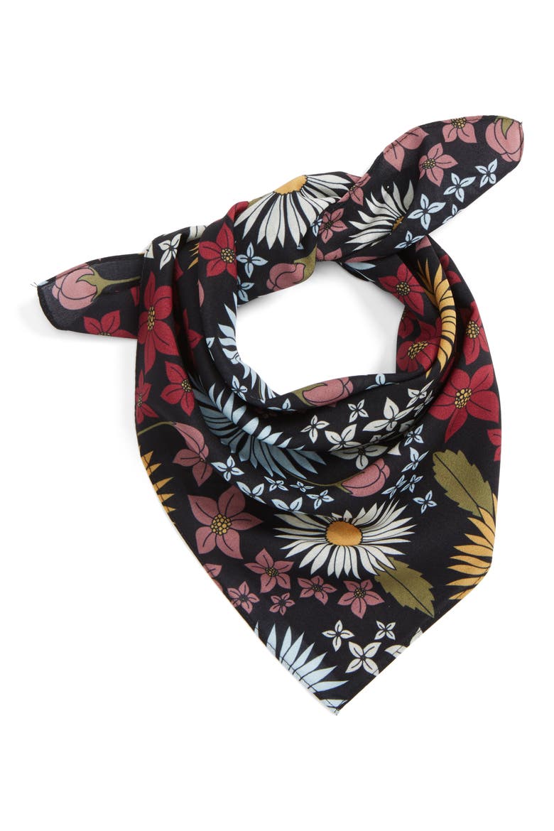 Floral Print Bandana, Main, color, BLACK MULTI