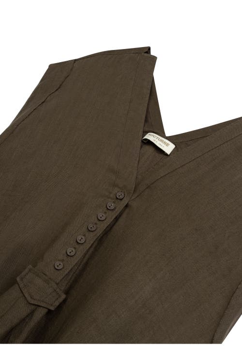 Nocturne Linen Maxi Dress In Coffee