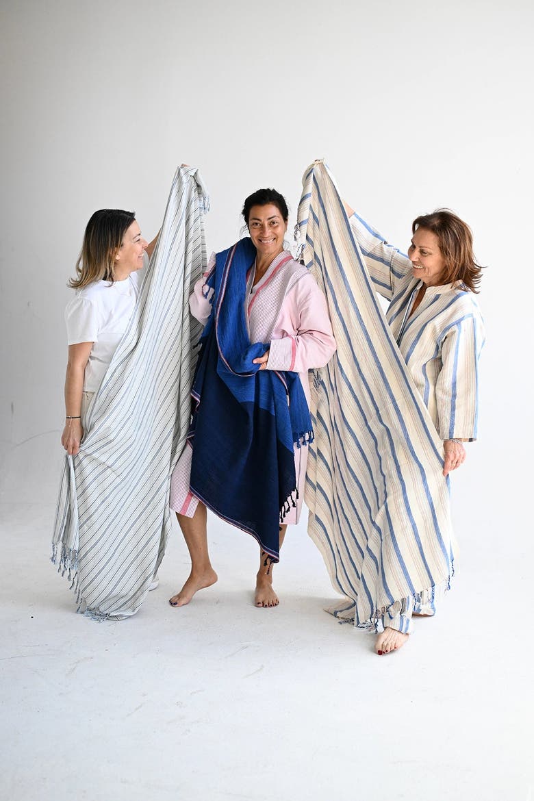 Thin Stripe Cape Towel, Alternate, color, Blue