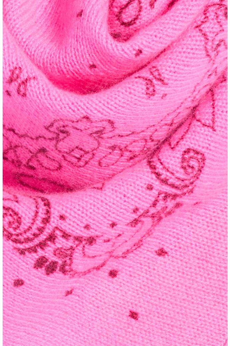 Wool & Cashmere Fringe Bandana, Alternate, color, PINK STAR- BURGUNDY