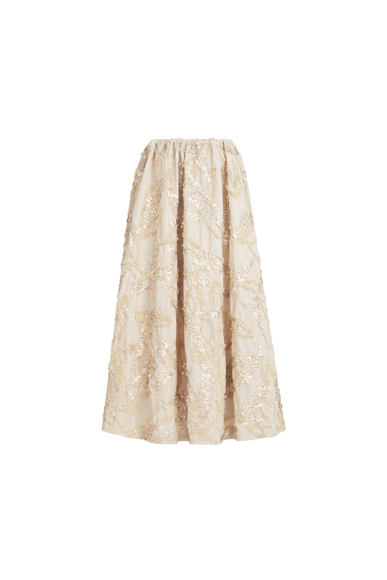 Skirt with dazzling seabed embroidery, Alternate, color, Sand