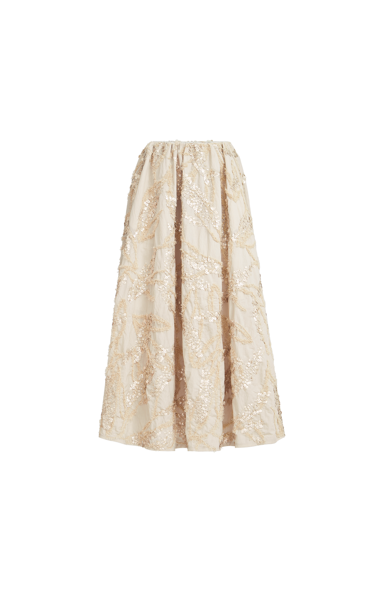 Brunello Cucinelli Skirt with dazzling seabed embroidery, Alternate, color, Sand