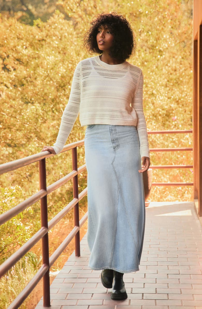 KUT from the Kloth Annalise Front Seam Denim Maxi Skirt, Alternate, color, 