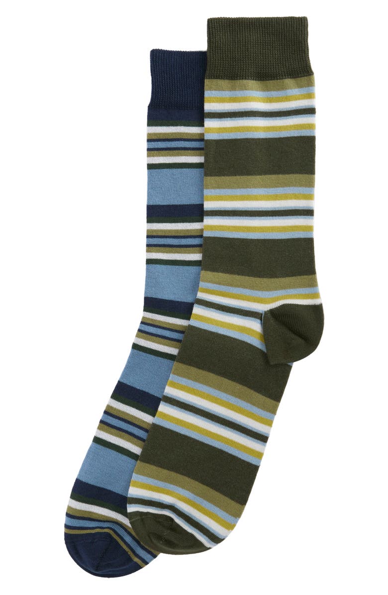 Barbour Assorted 2-Pack Summer Stripe Cotton Blend Dress Socks, Alternate, color, 