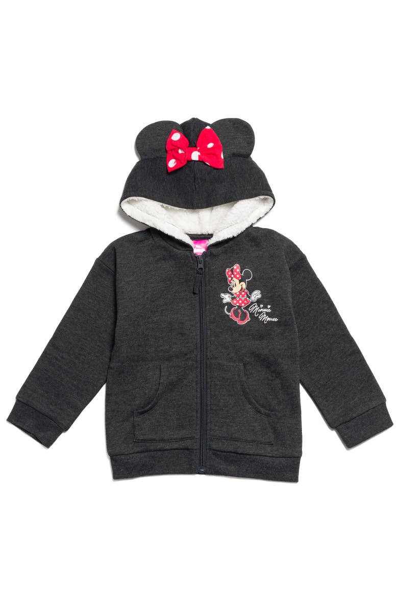 Minnie Mouse Cosplay Zip-Up Hoodie, Main, color, Minnie Charcoal Gray