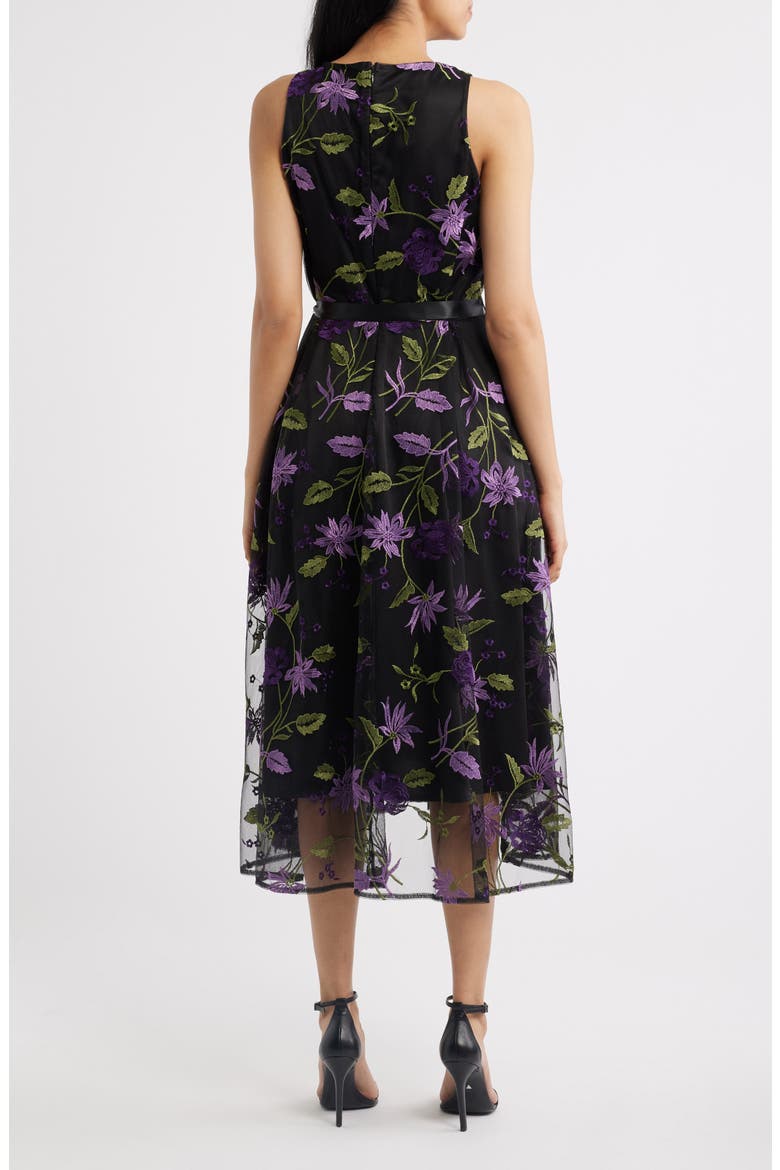 Embroidered Sleeveless Fit & Flare Dress, Alternate, color, BLACK GRAPE