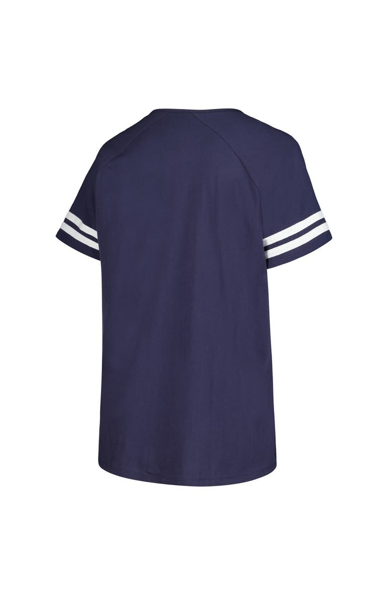 FANATICS Women's Fanatics Branded Navy Seattle Seahawks Plus Size Raglan Notch Neck T-Shirt, Alternate, color,