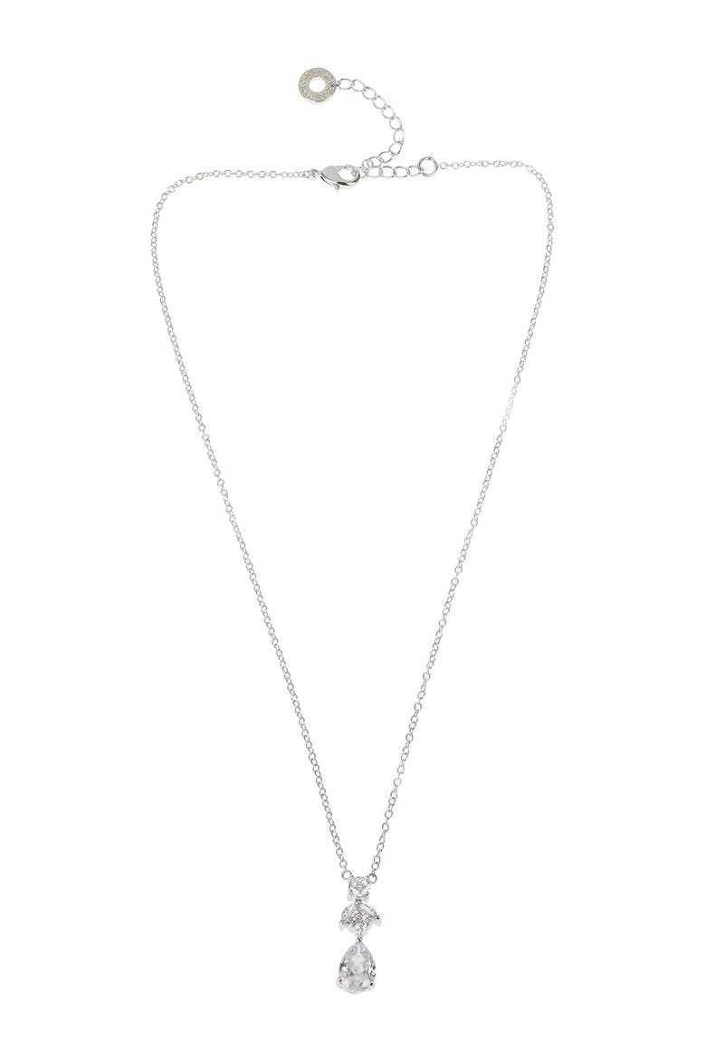 Pear Drop CZ Pendant Necklace, Alternate, color, CLEAR/SILVER