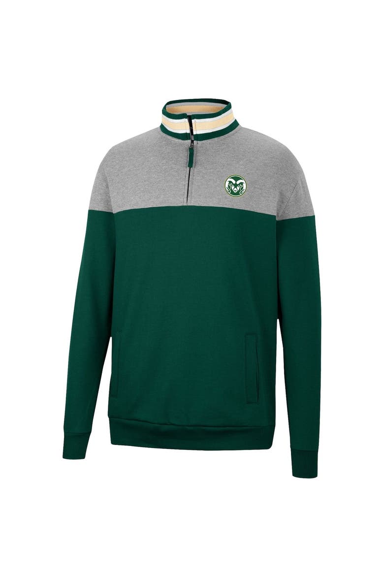 Men's Colosseum Heathered Gray/Green Colorado State Rams Be the Ball Quarter-Zip Top, Alternate, color, Green