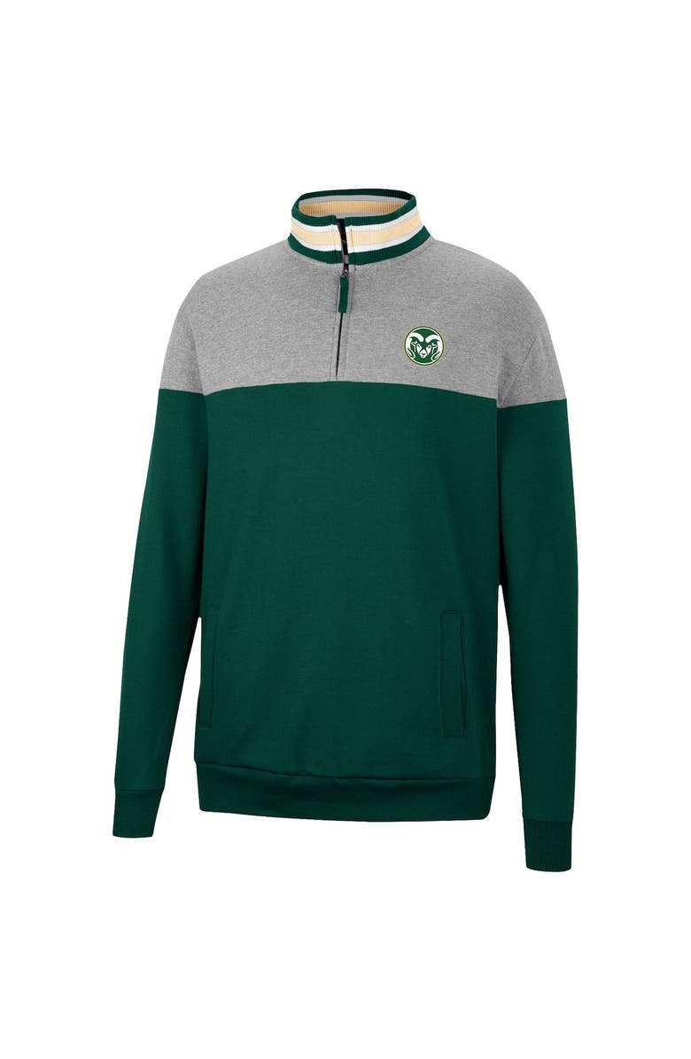 COLOSSEUM Men's Colosseum Heathered Gray/Green Colorado State Rams Be the Ball Quarter-Zip Top, Alternate, color,