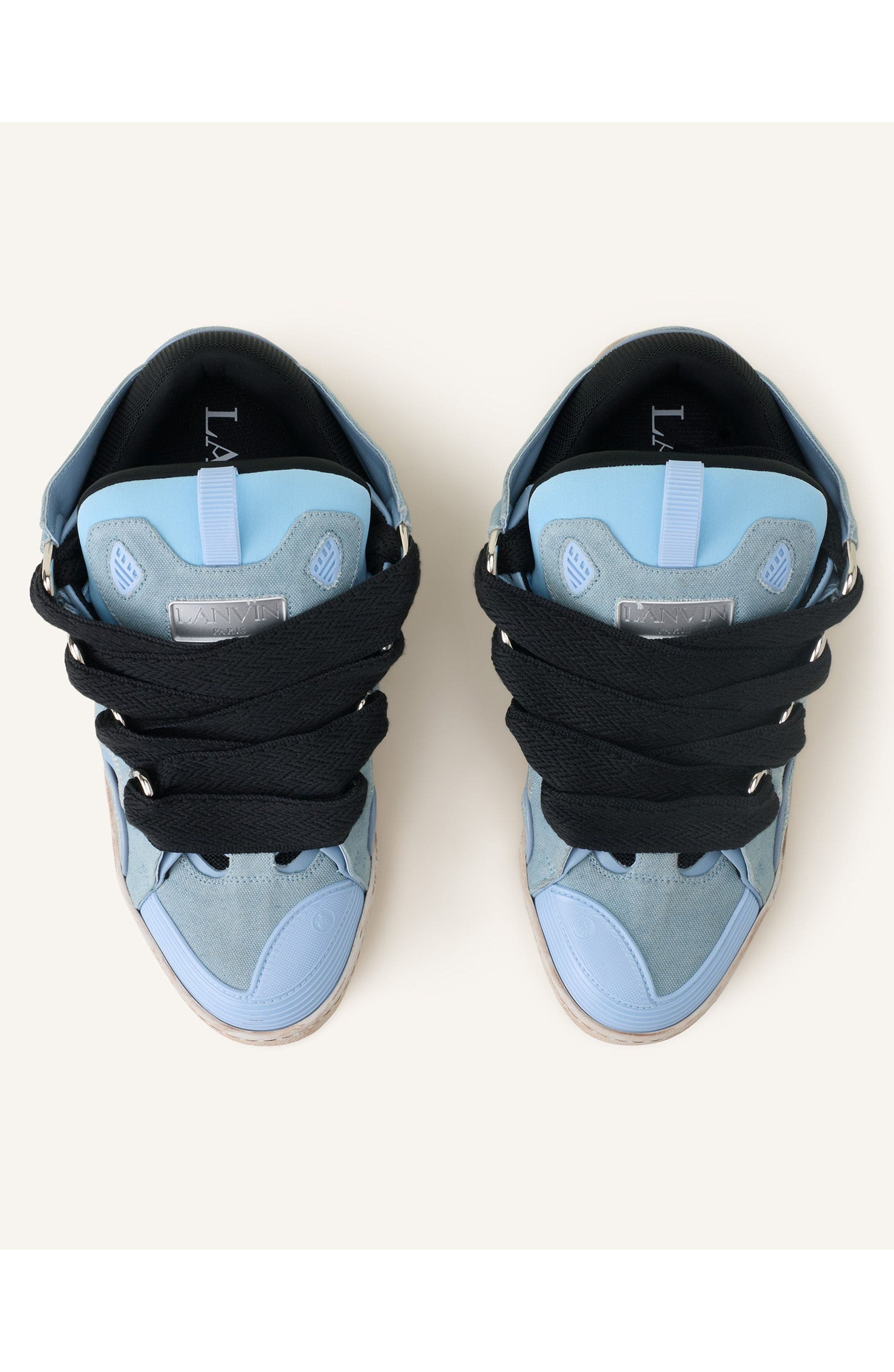 Lanvin Curb Canvas Sneakers, Alternate, color, Blue/Amber