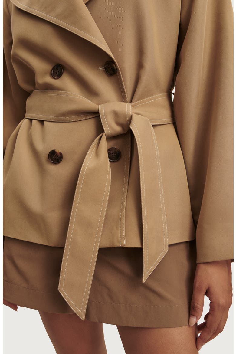 Maddox Short Trench Coat, Alternate, color, LIGHT TAN
