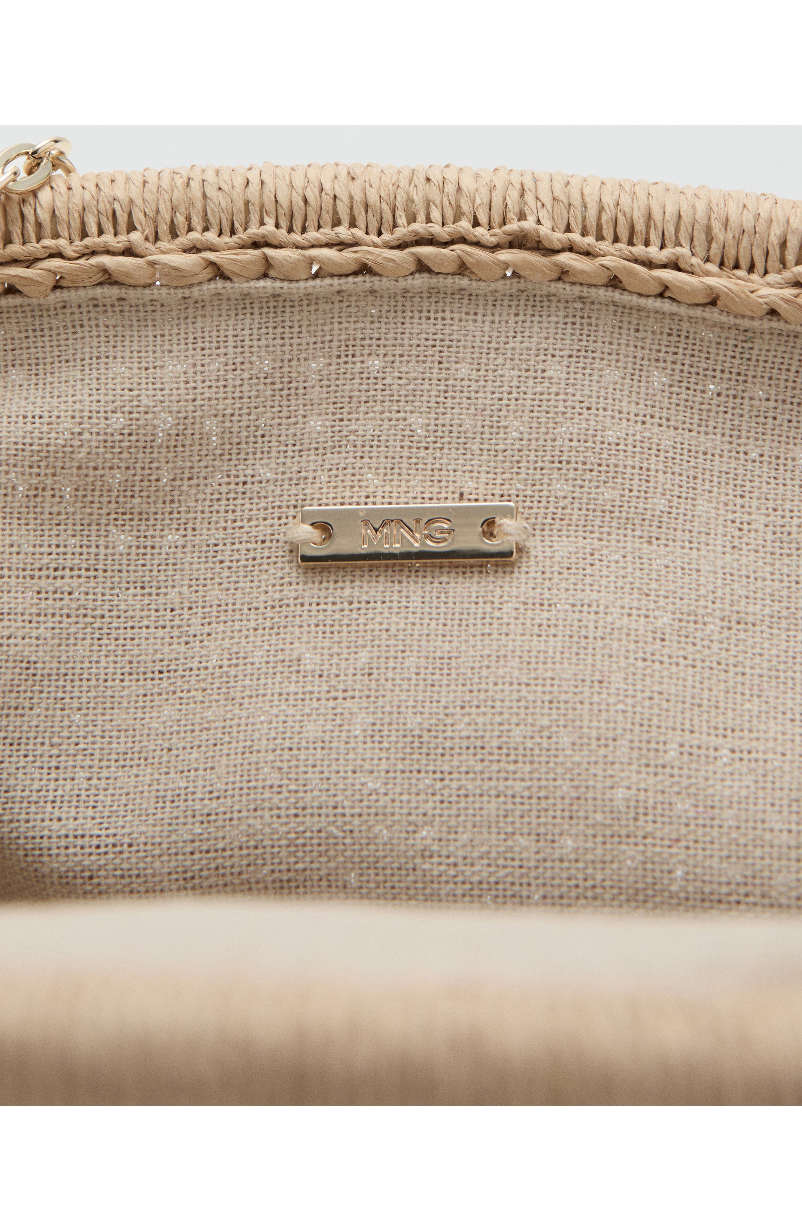 MANGO Natural Fiber Frame Clutch, Alternate, color, Beige