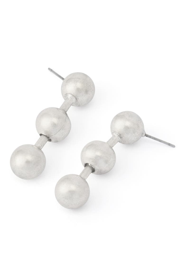Ball Chain Short Linear Drop Earrings, Alternate, color, WARM SILVER