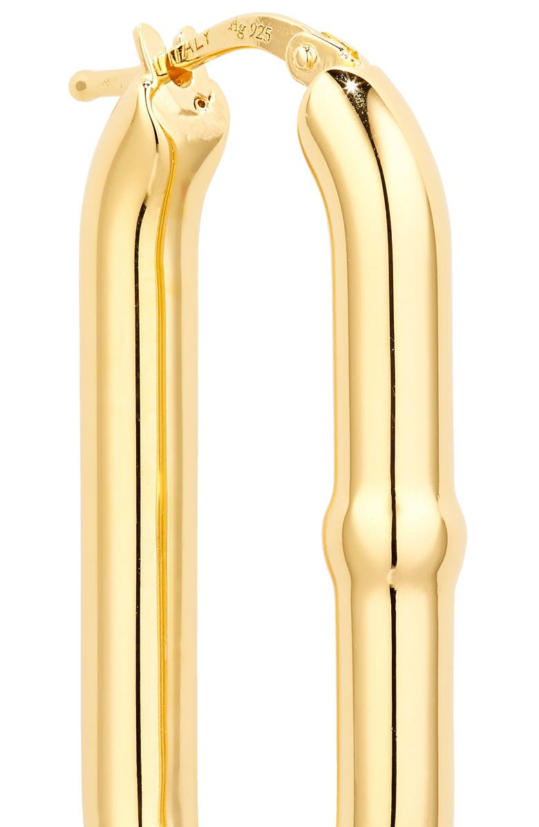 Bottega Veneta Chains Sterling Silver Long Hoop Earrings, Alternate, color,