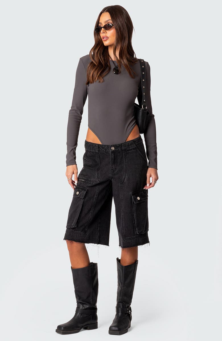 EDIKTED Dance Academy Open Back Long Sleeve Bodysuit, Alternate, color,