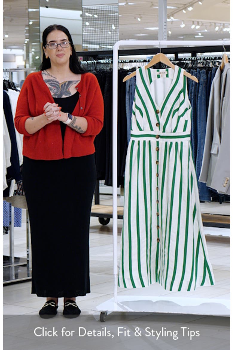Catherine Stripe Button-Up Midi Dress video