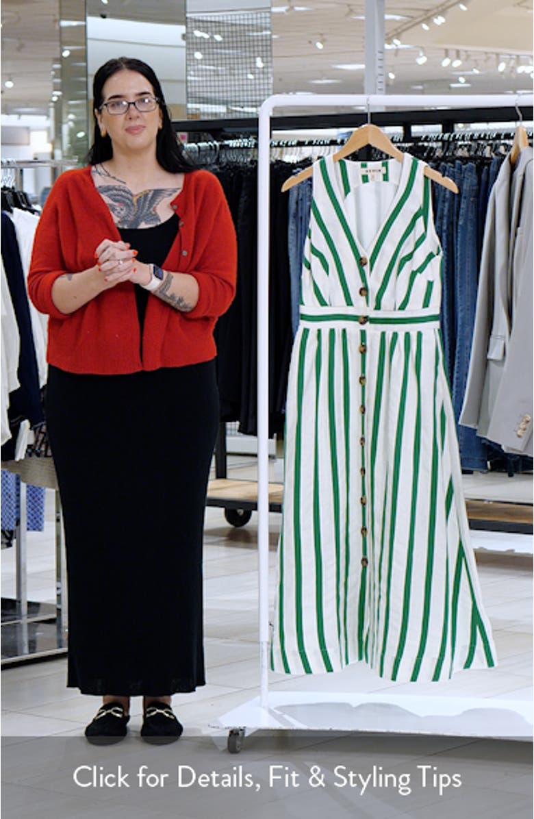 Catherine Stripe Button-Up Midi Dress, sales video thumbnail