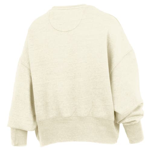 Pressbox Natural Michigan Wolverines Oversized Waist-length Crewneck Sweatshirt In Neutral