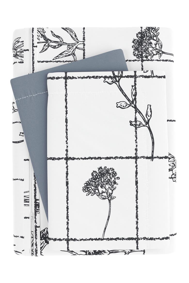 HOME SPUN Premium Ultra Soft Flower Field Pattern 3-Piece Reversible Duvet, Alternate, color, GRAY