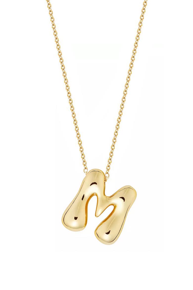 Puffed Initial Pendant Necklace, Main, color, GOLD - M