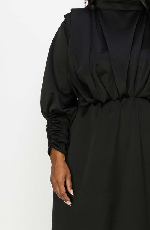L I V D L I V D LAUFEY PLEATED BODICE BRACELET SLEEVE STRETCH DRESS 